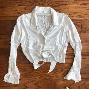 Aritzia Wilfred satin crop tie blouse Size XS
